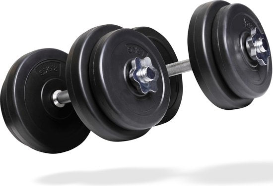 Matchu Sports - Jeu d'haltères - Haltères réglables - Jeu d'haltères - Poids - 2 x 10 kg - Lot de 2 pièces - Noir