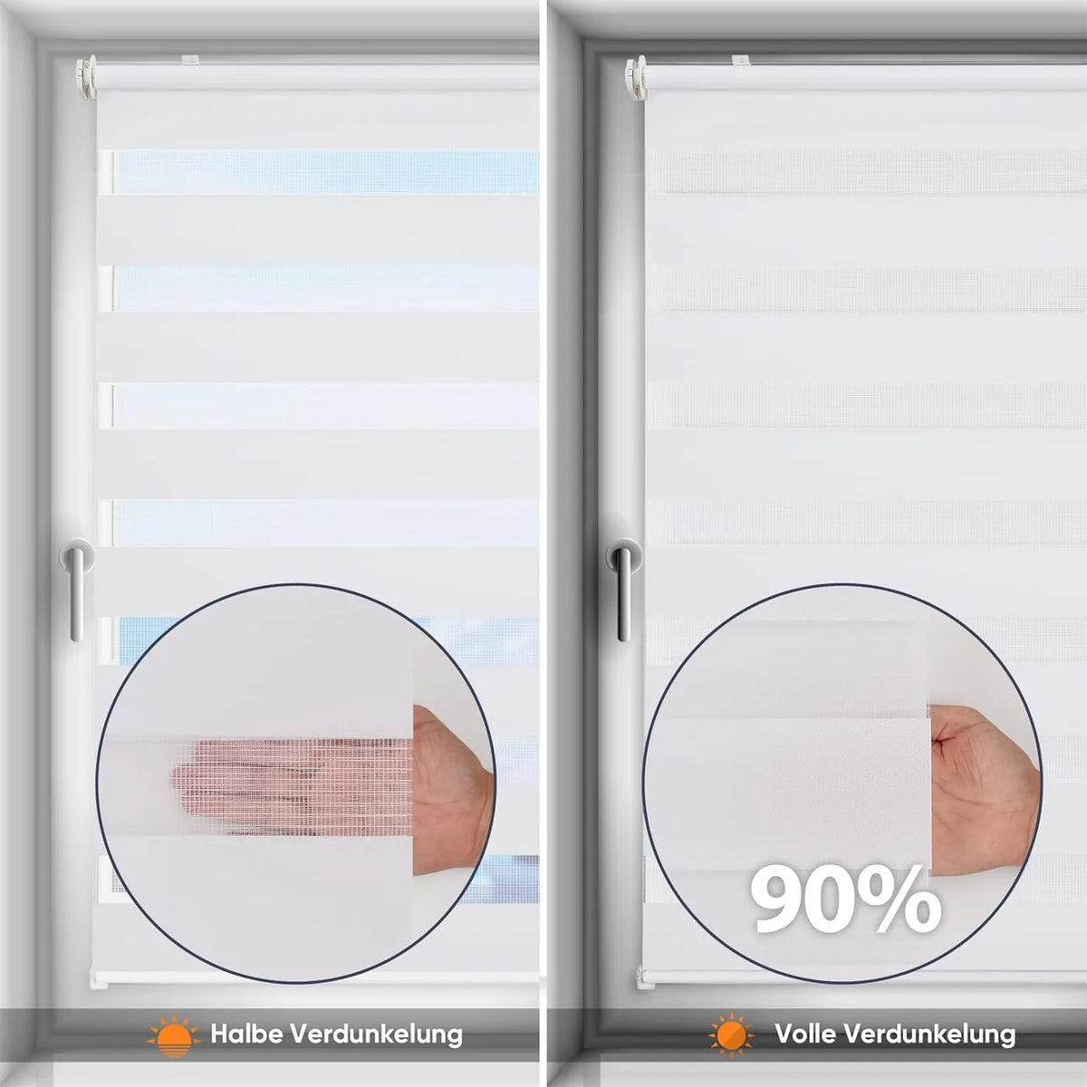 Store enrouleur Sekey Duo sans perçage - 45 x 150 cm - Réglage de la luminosité - Revêtement thermoprotecteur - Blanc