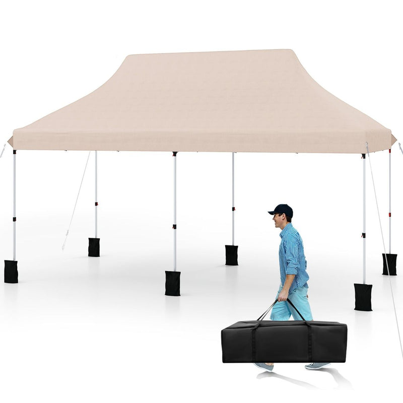 Pavillon de jardin pliable Coast - Tente de fête imperméable - Protection solaire - 300 x 600 cm - Beige