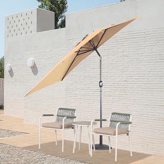 Parasol de jardin carré Angel Living 2,5 x 1,3 m – Beige, Terracotta, Crème ou Gris – Protection UV UPF 50+