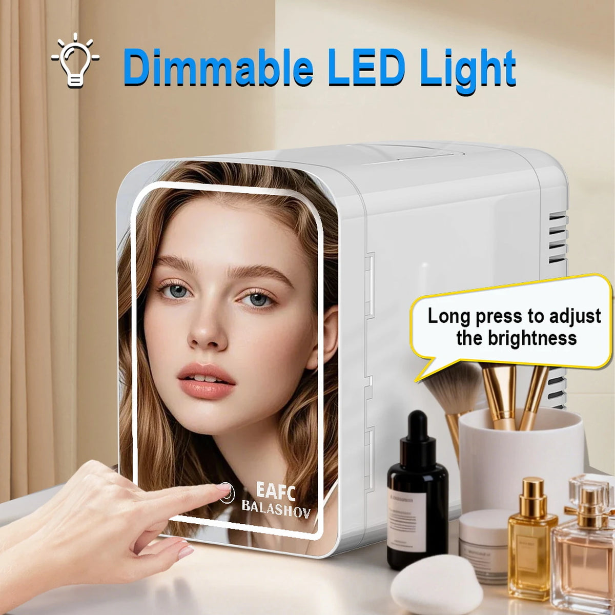 Mini-réfrigérateur de voiture EAFC - 6 L - Chauffage et refroidissement - Miroir LED - 12 V
