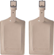 EverNeeds Etiquette de bagage - Etiquette de bagage pour valises - Etiquettes de bagage - Cuir PU - Crème - 2 pièces