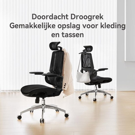 Siège de bureau ergonomique SIHOO M59AS - Accoudoirs réglables en 3D et rabattables à 90° - Double dossier avec soutien lombaire adaptatif - Coussin d'assise en forme de selle - Maille de haute qualité - Certifiée BIFMA/SGS - Jusqu'à 150 kg - 43,5 x 50,5