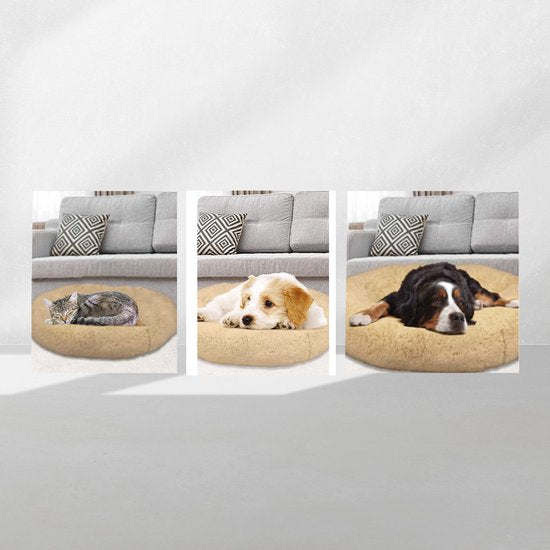 Peaceful Pooch L - panier moelleux pour chien - 94 cm de diamètre - pliable - disponible en plusieurs tailles. Panier pour chat - lavable - rembourrage amovible - soulage les articulations et les muscles - fond à picots antidérapant