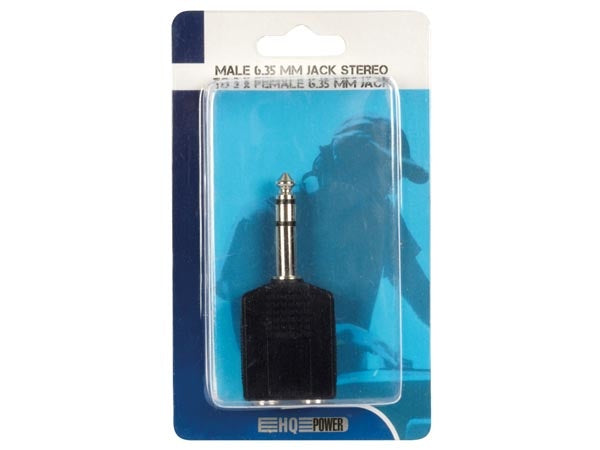 HQ-Power Jack connector - jack 6,35 mm mâle vers 2 x jack 6,35 mm femelle - stéréo