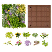 Panneaux muraux Coast avec plantes artificielles - lot de 2 - haie artificielle en 3D - mélange de 10 variétés de plantes - 50 x 50 cm - vert et marron