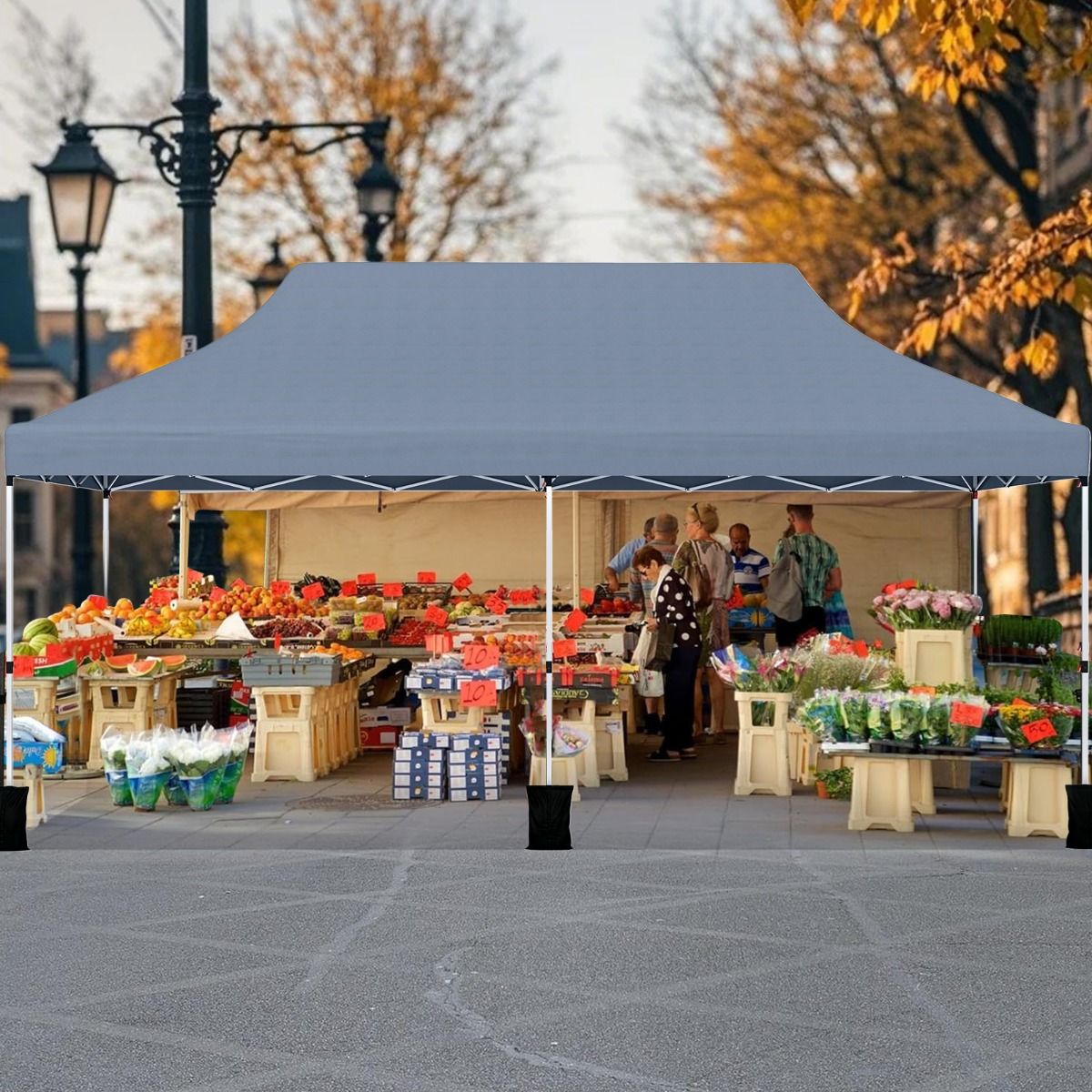 Tente de fête Coast pliable - extensible - imperméable - grise 300 x 600 cm
