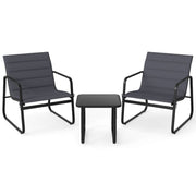Ensemble de jardin Coast 3 pièces - chaises d'extérieur avec coussins amovibles - table d'appoint en verre trempé - gris et noir
