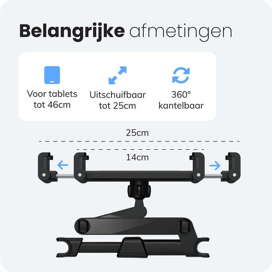 Support tablette voiture - Support Ipad - Appuie-tête - Jusqu'à 18 pouces - Trépied 360 degrés - Luft