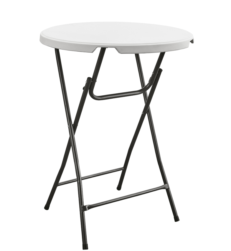 Table haute ronde - Garten - 80 x 110 cm - plastique - pliable et robuste - pour fêtes et événements - blanc