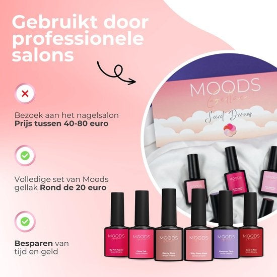 Moods Gellac 6-Piece Set - Vernis à ongles en gel - 8ML - Secret Dreams - Gellac - Nails - Gel Polish Starter Pack - Chic Colours