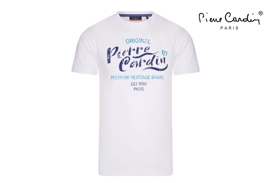 T-shirt Pierre Cardin pour homme – 100 % coton – Bleu marine, blanc, XL. Bleu clair ou rouge