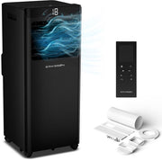 Climatiseur portable Eriksson - 10 000 BTU - Kit d'étanchéité pour fenêtre inclus - Jusqu'à 30 m² - 4-en-1 - Climatisation - Ventilateur - Déshumidificateur - Noir
