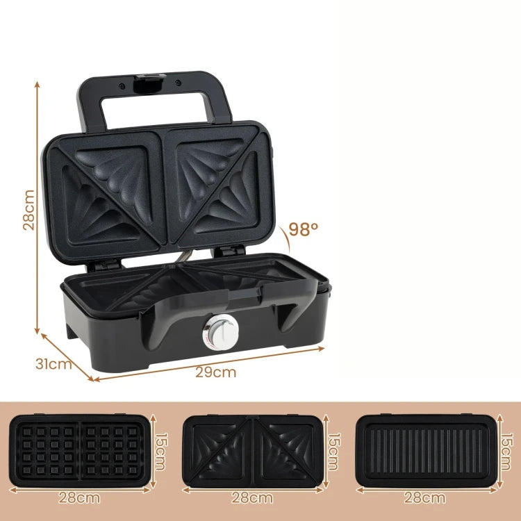 Grille-pain 3-en-1 Coast - Sandwich Maker, gaufrier et grill - 1200W avec plaques interchangeables