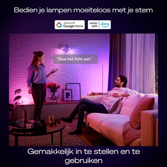 Kit de démarrage Philips Hue - culot GU10 - comprend 1 Hue Bridge Pro, 3 ampoules, 1 DimmerSwitch - lumière blanche et colorée réglable - - éclairage intelligent