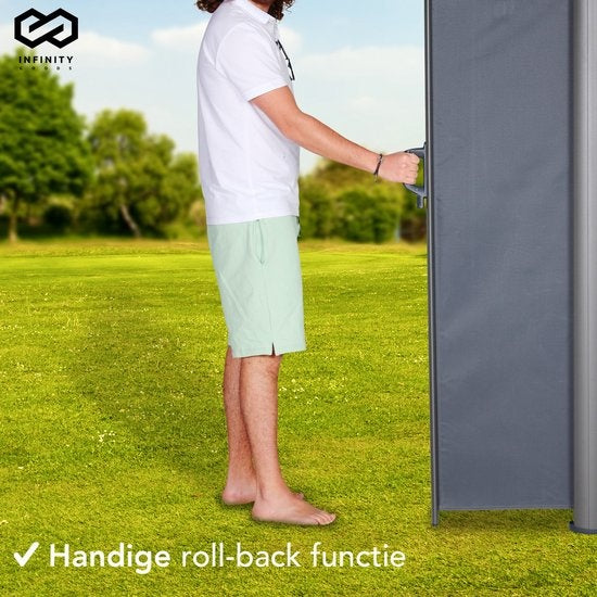 Brise-vent extensible Infinity Goods - 300 x 140 cm - Anthracite – Enroulable – Extensible – Protection contre le vent et le soleil – Intimité pour le jardin, le balcon, la plage et la terrasse