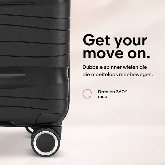 SKYCASES Travelin' Charm 4-Piece Trolley Set - Hand Luggage & Check-in Suitcases - 32L/60L/98L - Number Lock - 360° Noiseless Wheels - Lightweight & Sturdy - Modern Design - Black V2