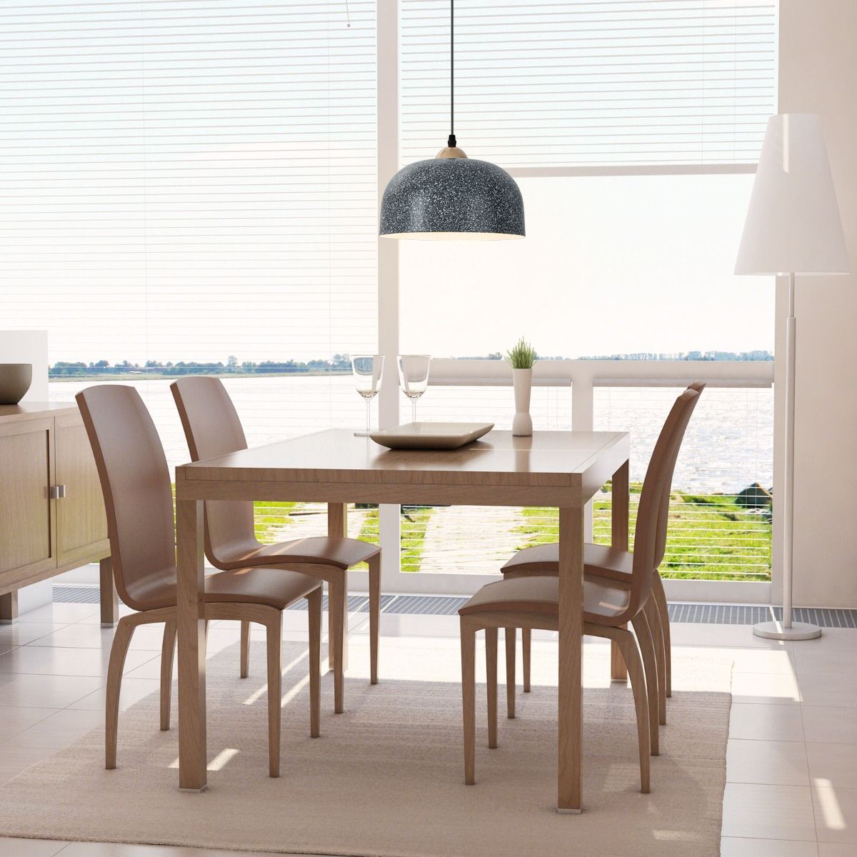 Suspension Coast - câble de suspension réglable - lustre moderne - gris - 25,5 x 118 cm