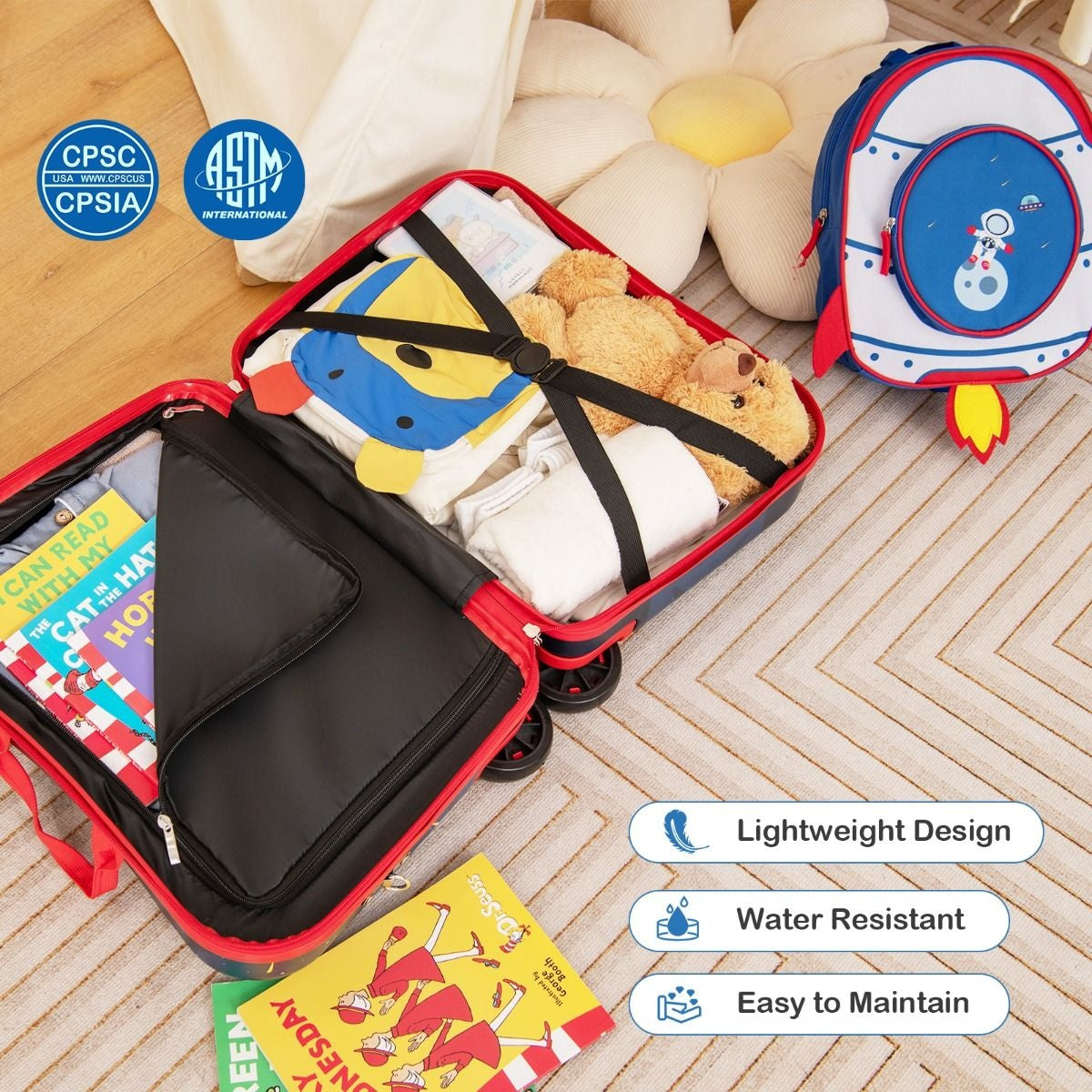 Valise et sac à dos de voyage pour enfants Coast - thème de l'espace - noir/bleu