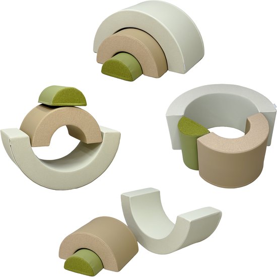 Blocs en mousse Sunny Seli Rainbow – Blocs souples pour grimper, empiler et jouer – Beige, marron et vert – Blocs en mousse Softplay – Jouets Montessori – Lot de 3 – À partir de 12 mois – Jouer et apprendre en toute sécurité