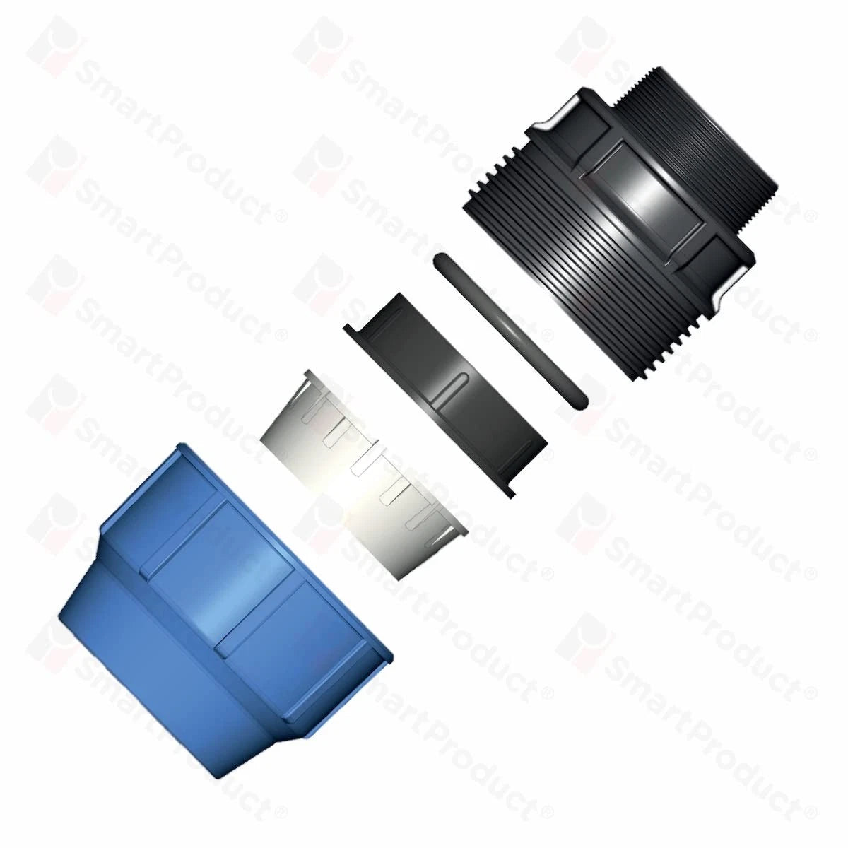 SmartProduct Raccord à serrage coudé 25 mm x 1 pouce, lot de 2 – Noir et bleu – PP