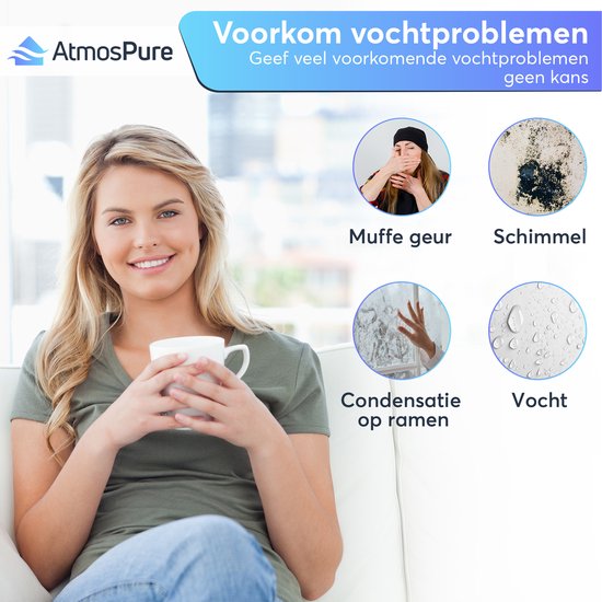 Déshumidificateur AtmosPure® AirDry Elite - 12 L par jour - Fonction « lavage-séchage » - Purificateur d'air idéal pour la buanderie, la salle de bains, le salon et la cave - Noir - Déshumidificateur