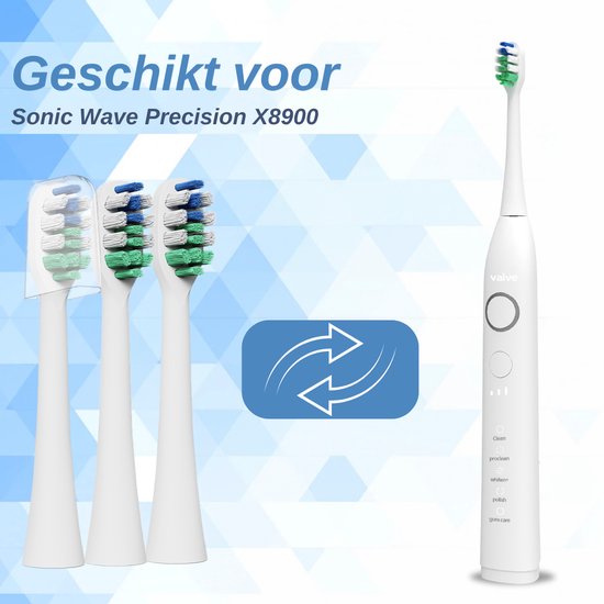 VAIVE Set de têtes de brosse à dents - 6 pièces - Sonic Wave Precision X8900 - Blanc