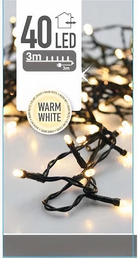 Guirlande lumineuse de Noël - 40 ampoules LED - blanc chaud - 300 cm - guirlande de Noël