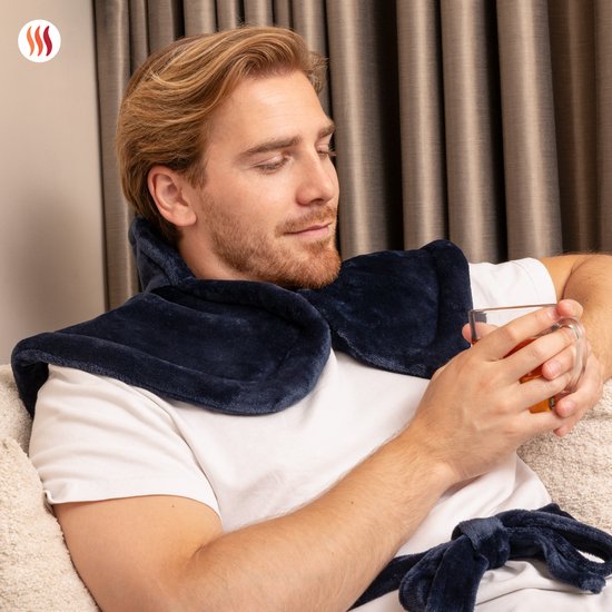 Seranova Coussin chauffant électrique pondéré pour le dos, les épaules et le cou - Coussin chauffant - Coussin chauffant - 1.3KG - 100w - Bleu