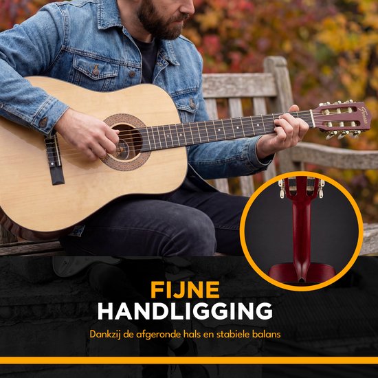 Guitare acoustique Finesse - avec cours vidéo - Cordes en nylon - Guitare classique - Guitare espagnole - Enfants - Adultes - Naturel