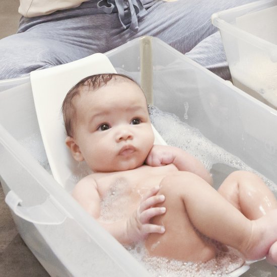 Baignoire Stokke Flexi Bath (Ocean Blue) avec support pour nouveau-nés - Durable et facile à ranger - Pratique à la maison ou en voyage - Pour les bébés et les tout-petits jusqu'à 4 ans