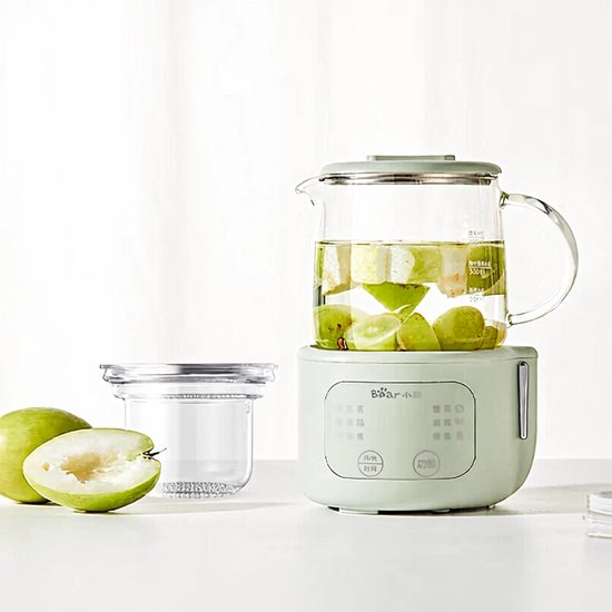 Bouilloire électrique Bear Mini 0,4 L – Commande tactile et 6 fonctions – Verre borosilicaté et filtre – 430 W – Design compact et élégant