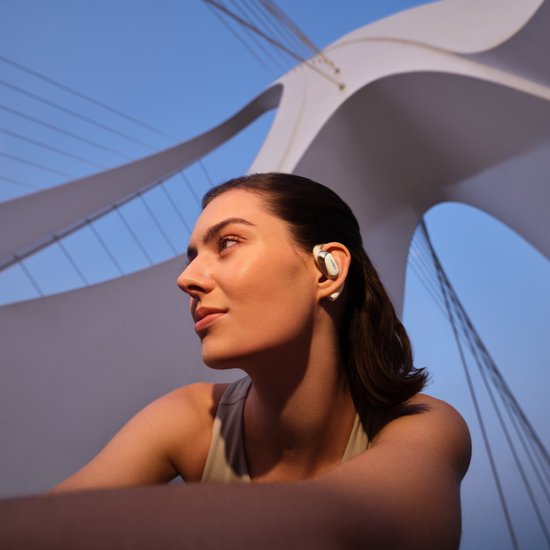 Casque de sport Shokz OpenFit 2 à écouteurs ouverts – Écouteurs sans fil – Beige