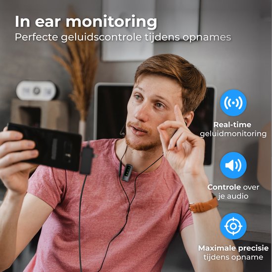 Nuvance Wireless Microphone - 2 Pieces - Microphone sans fil - Mini Tie Pin Microphone - Lavalier - 3 in 1 - Incl. 2 Windshields