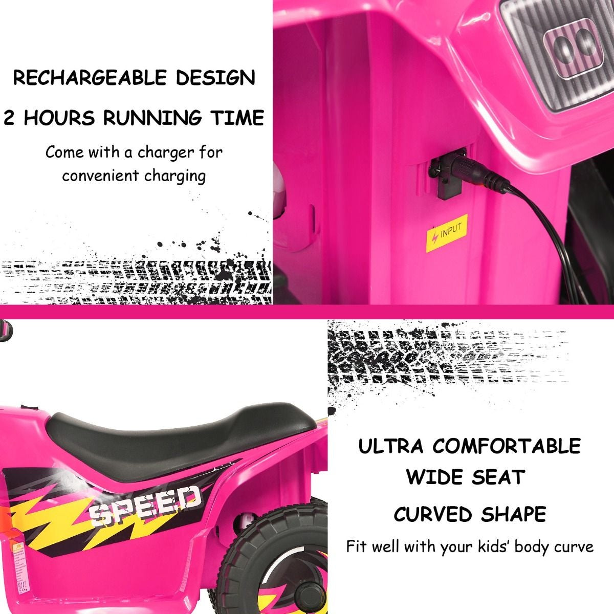 Coast Stroller Mini Electroquad 6 V Battery-Operated Quad 2.8-4.6 km/h Pink Pink