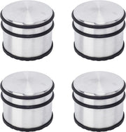BRASQ Lot de 4 butoirs de porte - Butoir de porte en acier inoxydable avec revêtement antidérapant - 1,1 kg Pour l'intérieur et l'extérieur - Butoir de porte ⌀9 x 7,5 cm