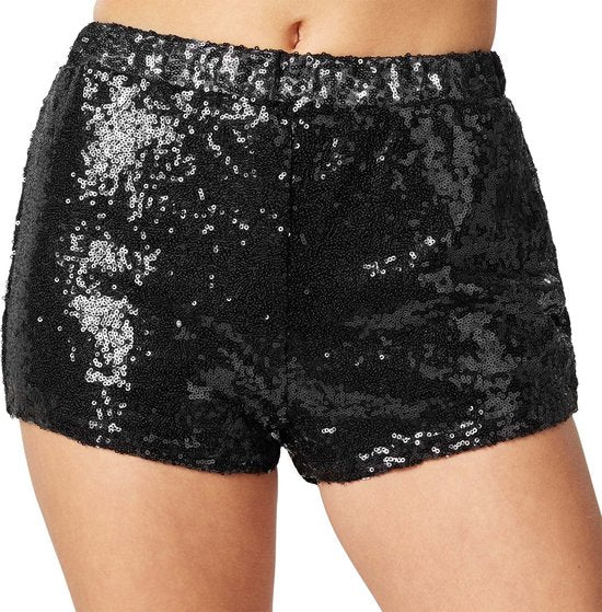 Dressforfun Short à paillettes noir - Taille L - Déguisement - Costume