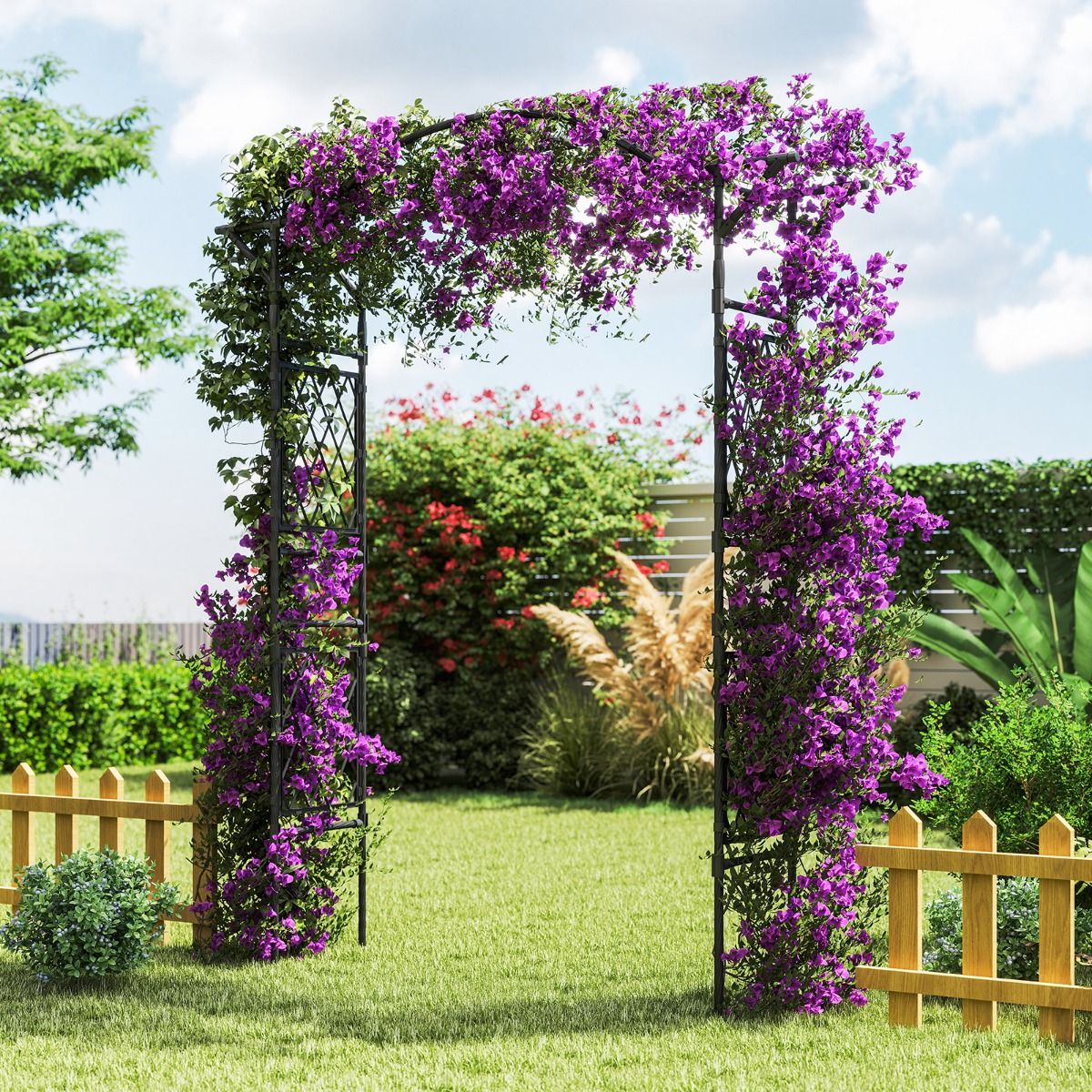Coast Arche à roses en métal - treillis pour plantes de jardin - arche de porte - noir - 170 x 39 x 210 cm