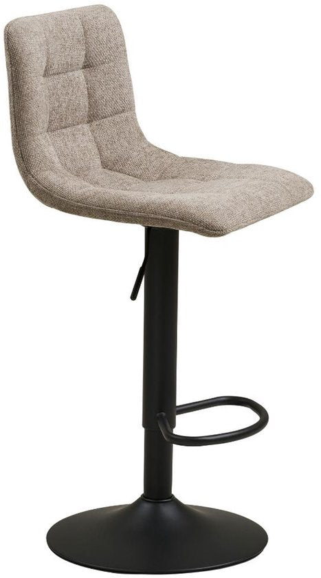 Tabouret de bar Anea - Réglable en hauteur - Siège en tissu avec structure en métal - Design moderne - Gris
