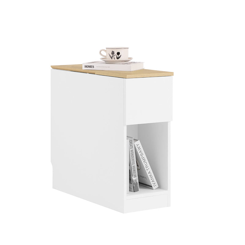SoBuy FBT162-WN Table de chevet 20x60x65 cm Blanc avec 3 compartiments pour lit à ressorts et petites chambres