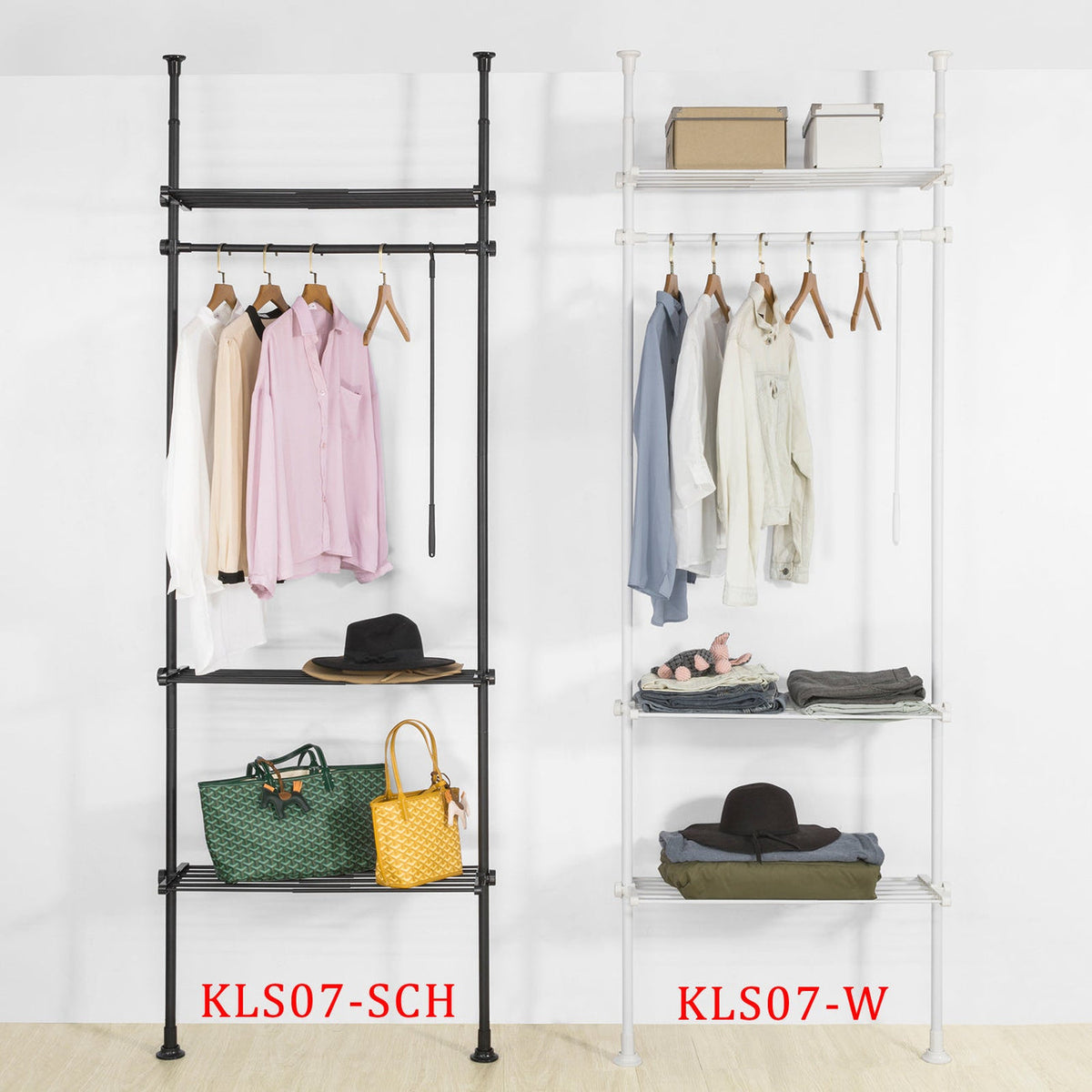 SoBuy Porte-vêtements - avec étagères de rangement - 80 x 27 x 300 cm - Blanc