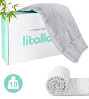 Litollo Couverture pondérée 10 kg avec housse extérieure motif étoile - Couverture lestée - Matériau de bambou durable - Gris - 150x200cm