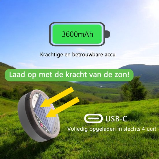 Tech Essentials String Solar Camping Light - 100LEDs - 10M - Warm-White Light - Tent Light - USB Rechargeable - With Remote Control - Retractable - Camping Light - Solar Pendant Light - Emergency