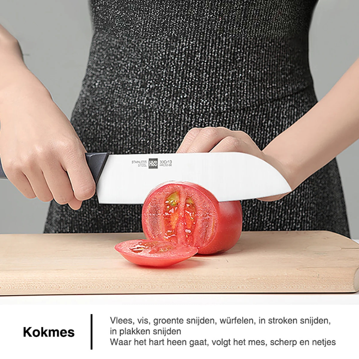Ensemble de couteaux de cuisine HuoHou avec bloc en bois - 6 pièces - acier inoxydable