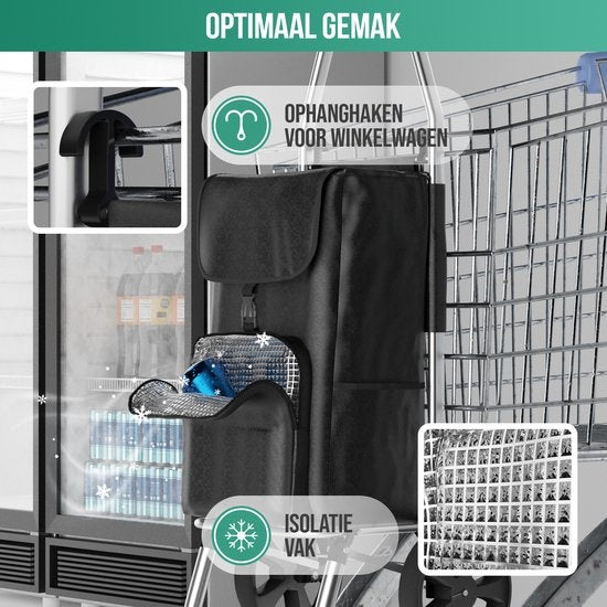Avalo Chariot de courses avec compartiment réfrigérant - Pliable - Sac de courses amovible - Chariot de courses