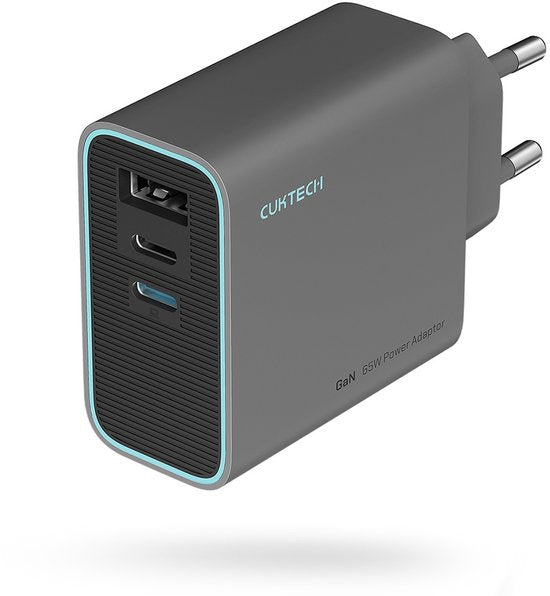 Chargeur mural Cuktech Cukad653Eugr 65 W pour téléphones Apple : 2 ports USB-C, 1 port