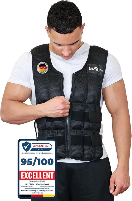 DH FitLife Gilet de musculation ajustable 10KG/20KG/30KG pour la musculation et le renforcement musculaire | gilet de musculation | gilet de course à pied femmes hommes | gilet d'entraînement physique