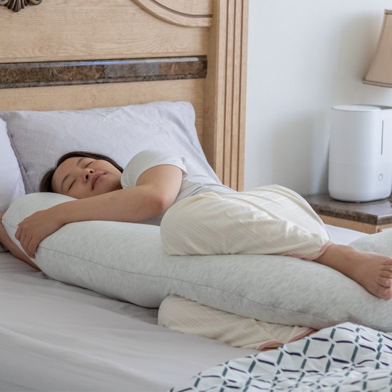 Oreiller de grossesse Earkings pour dormir sur le côté - Gris clair - 140 x 80 cm