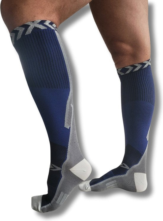 Chaussettes de soutien Sandside - Chaussettes de compression - Chaussettes de course - Premium Active - Taille 36-40 S/M - 2 paires - Bleu foncé