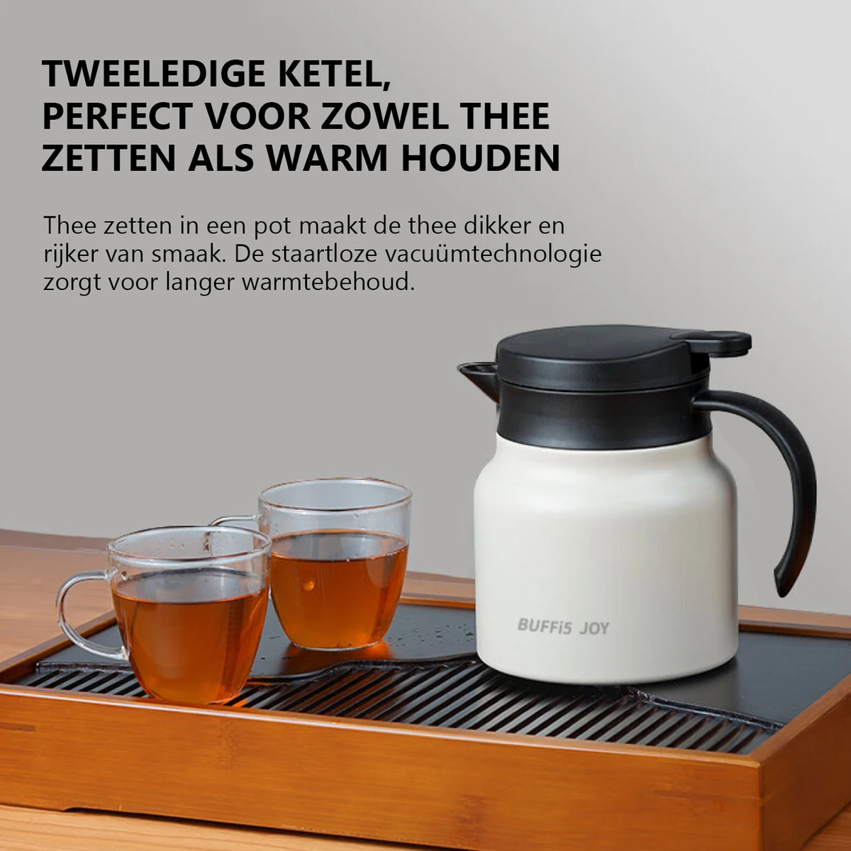 LIFEPAL Thermos avec filtre à thé - 800 ml - Paroi intérieure en acier inoxydable 316 - Isolation à 8 couches - Blanc